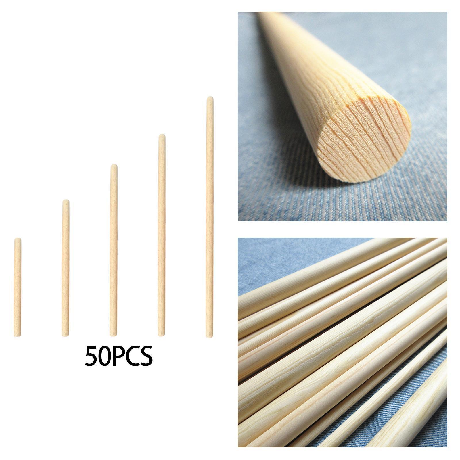 50 Pieces Unfinished Hardwood Sticks for Arts Projects Woodcraft