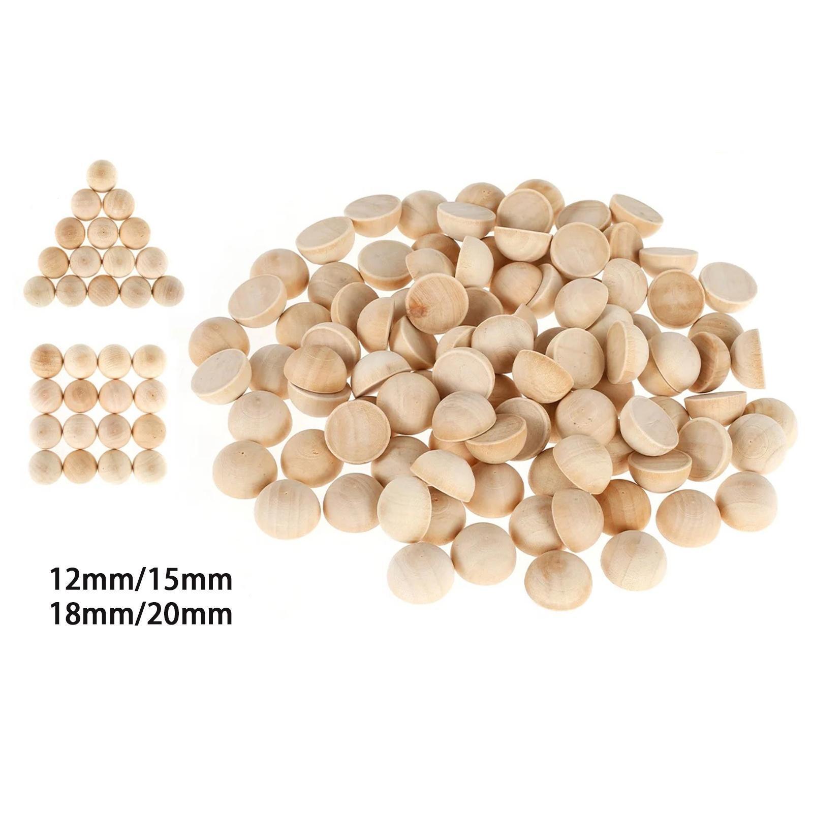 100Pcs Unfinished Half Wood Beads Wood Half Beads for Paint DIY Projects Toy