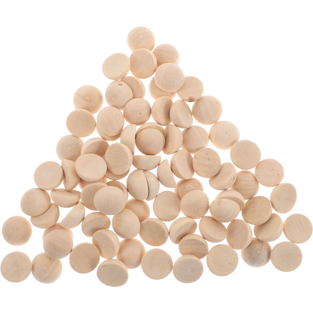100 Pcs Projects Unfinished Half Round Wood Beads Natural Wood Craft Supplies