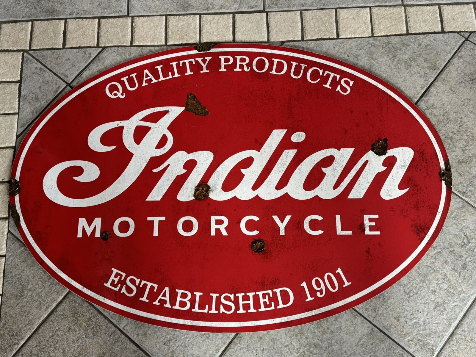 antique barn find Indian Motorcycles Dealer Sales Service Sign