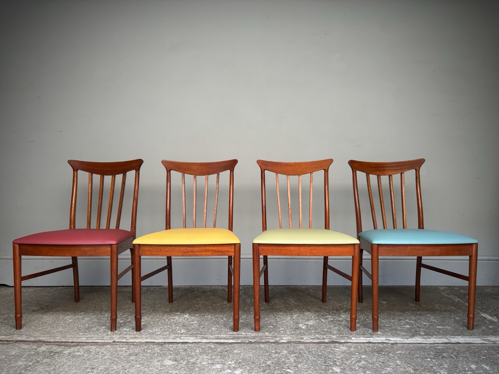 4 Vintage Mid-Century McIntosh Dining Chairs | Restored & Reupholstered.