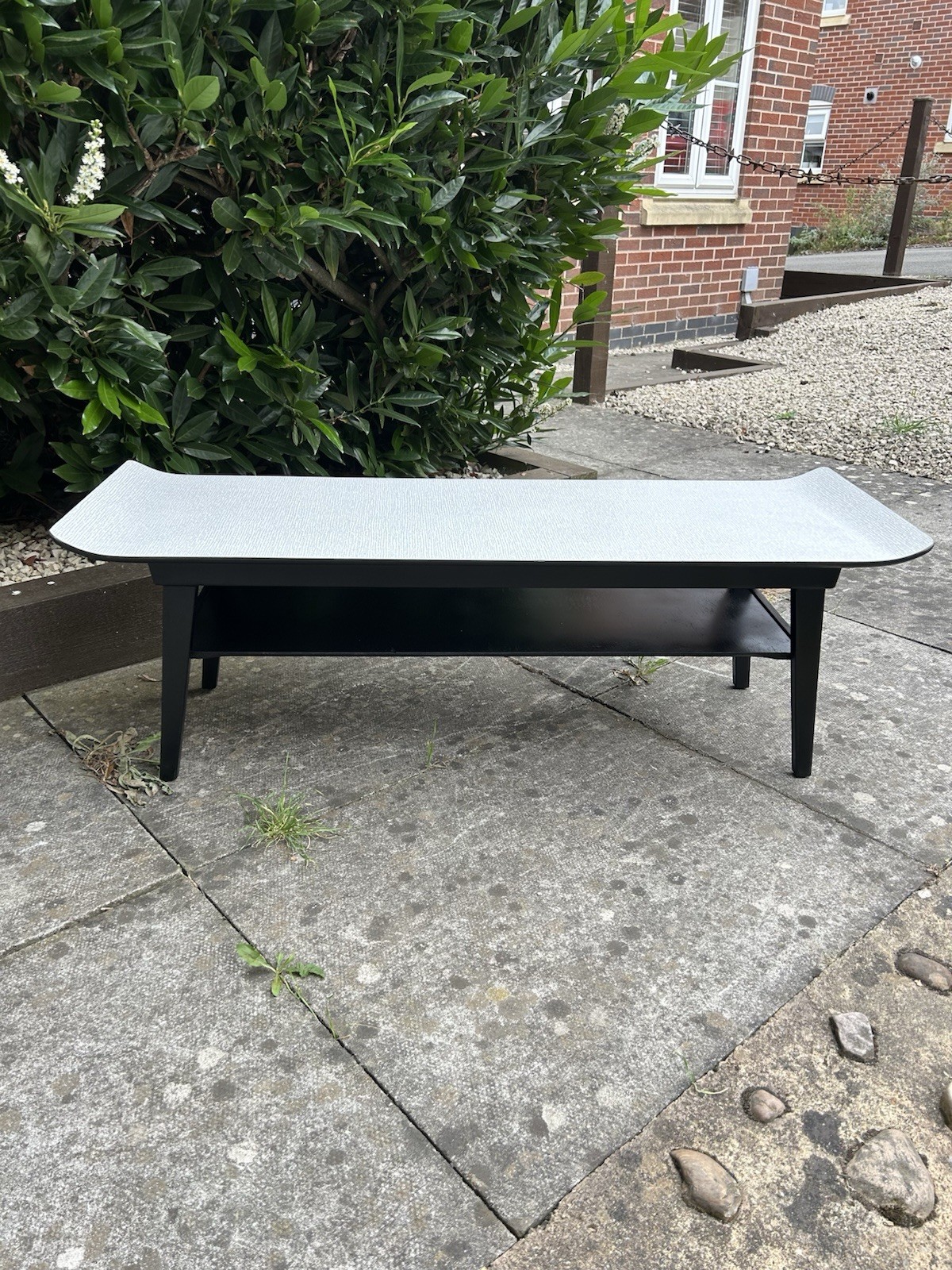 Vintage 60s Formica Coffee Table My Myers. Fully Restored. Black, Grey And White