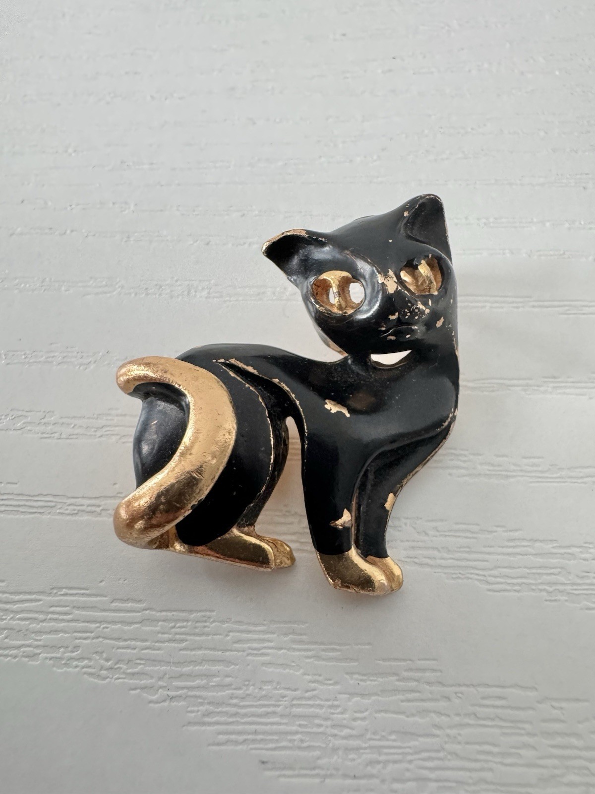 Vintage 1950s Atomic Cat Brooch Mid Century Modern Enamel Pin REPAIR SPARES