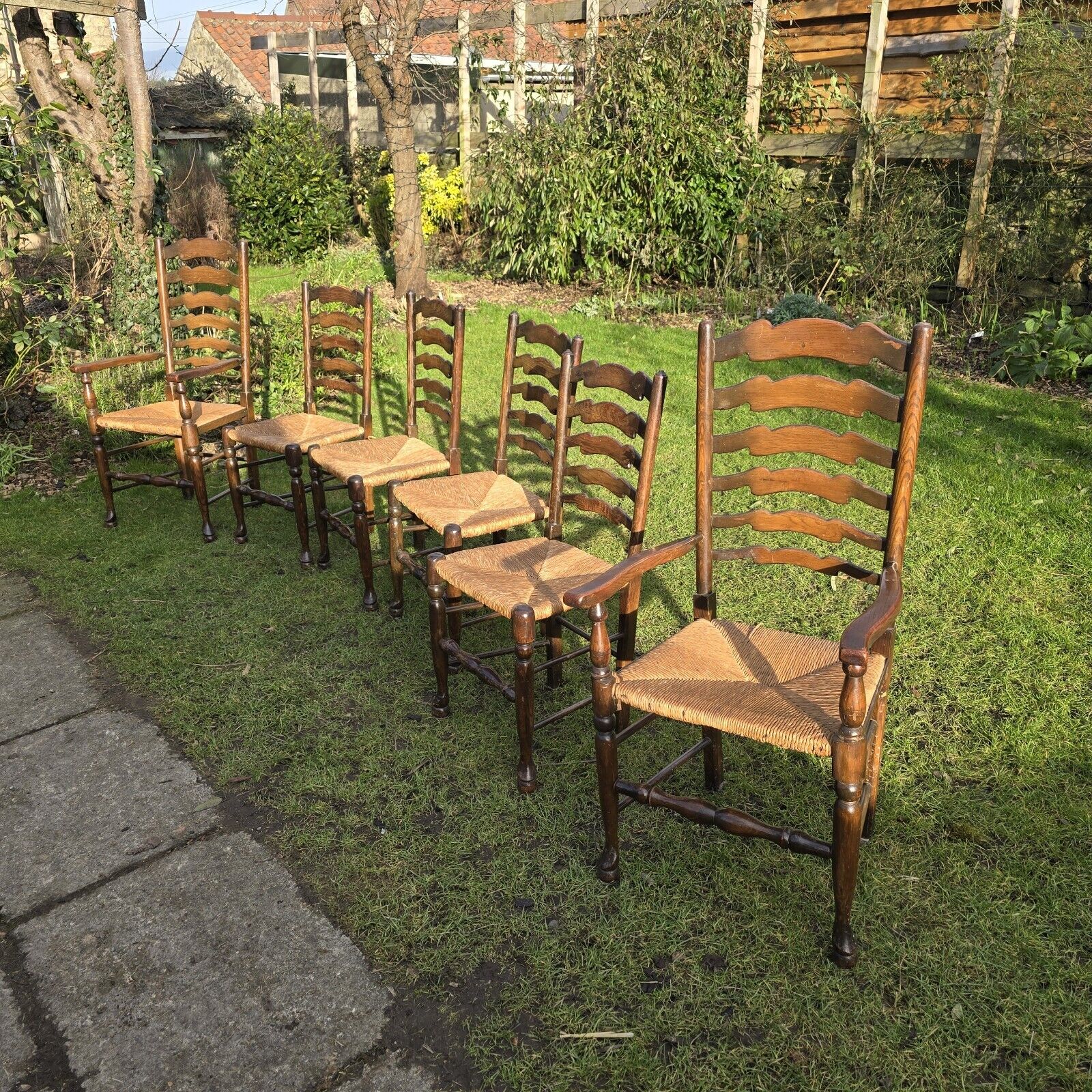 Set Of 6 Antique Reed Oak Dining Chairs With Carvers Restoration Project
