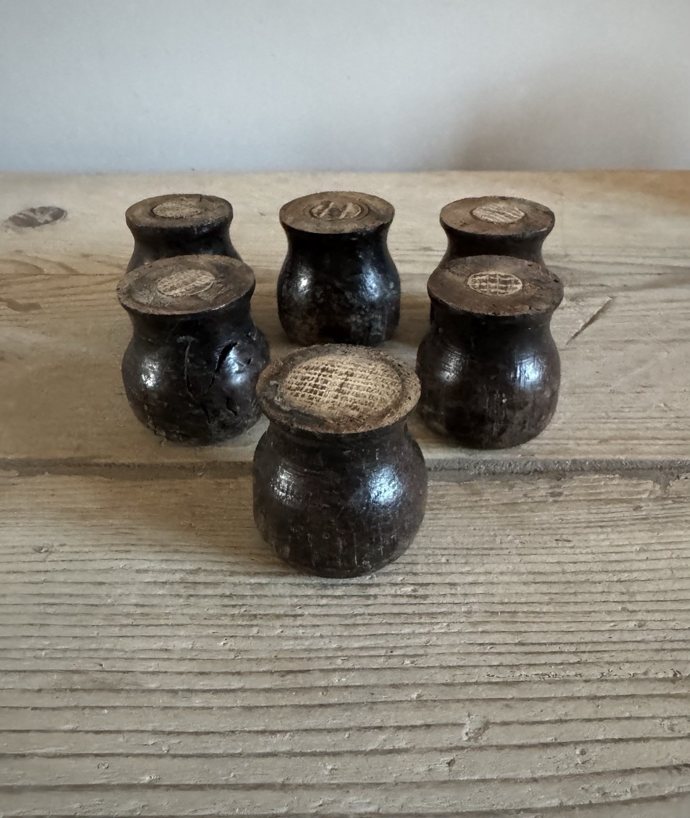 6 x Original Georgian Furniture Bun Feet Antique Salvaged Wood Patina Small