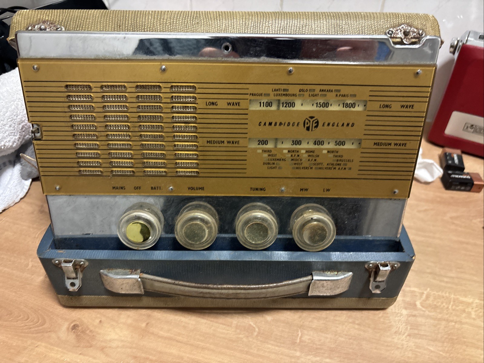 Cambridge Pye Vintage Wooden Radio Valve Case and Radio Parts for Restoration