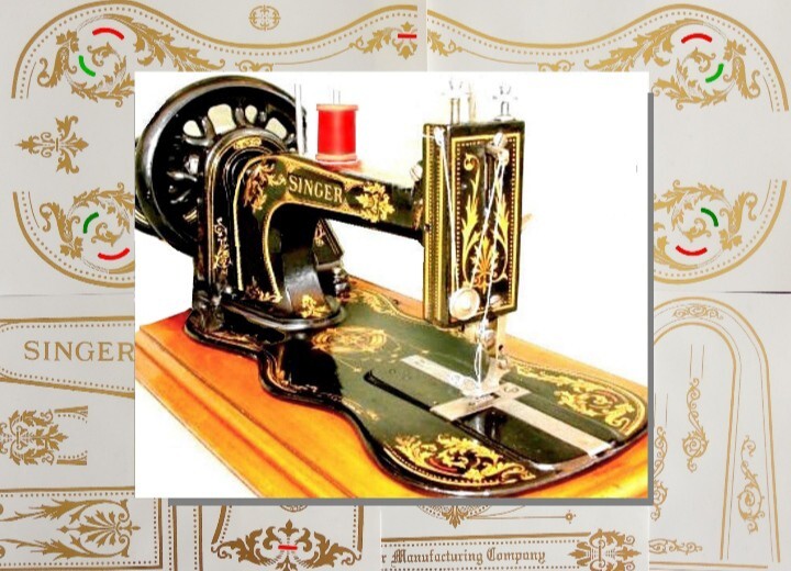Restoration decals antique sewing machine SINGER 12K Feddle Base - Acanthus A
