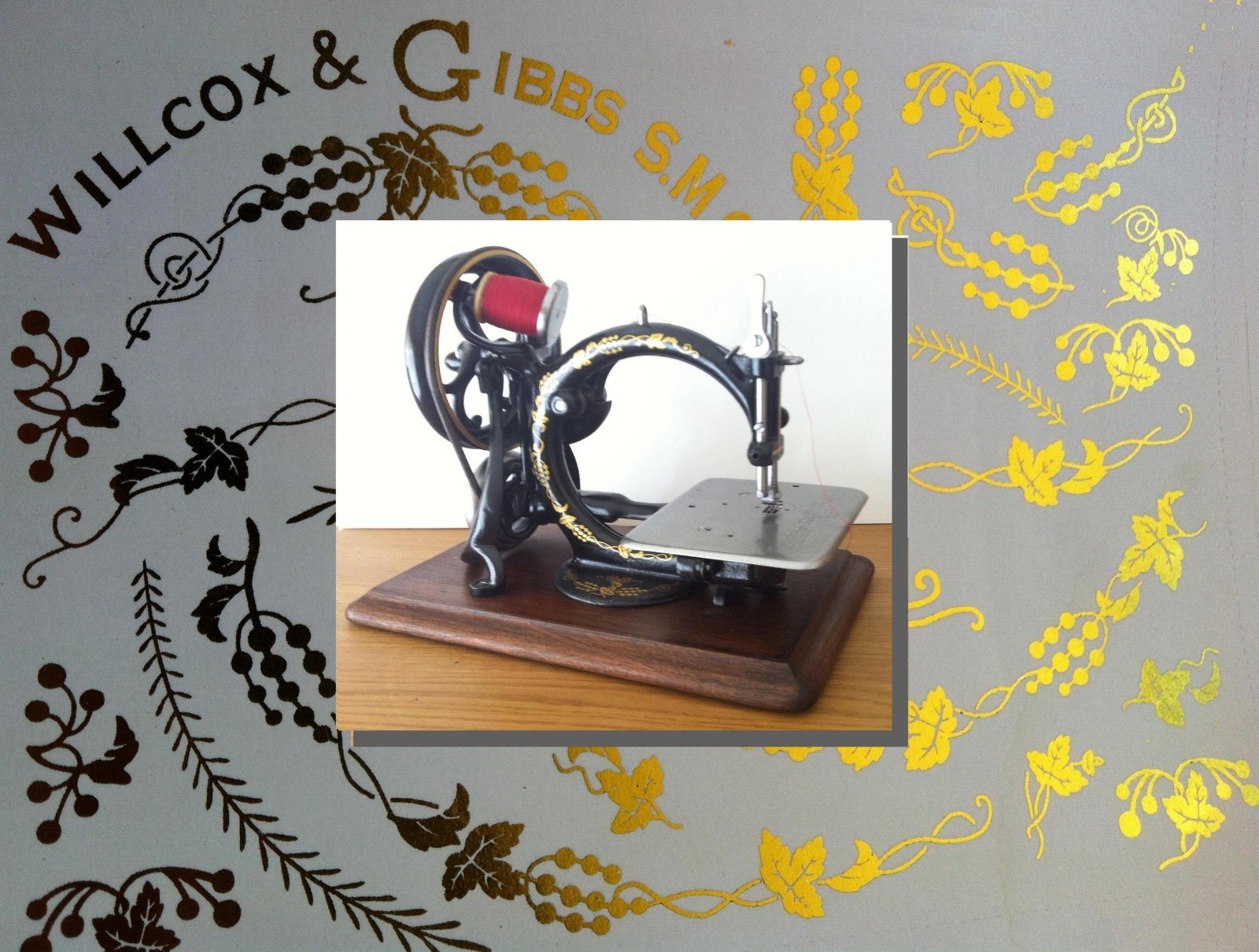 Restoration decals for antique Willcox & Gibbs sewing machine - machine a coudre