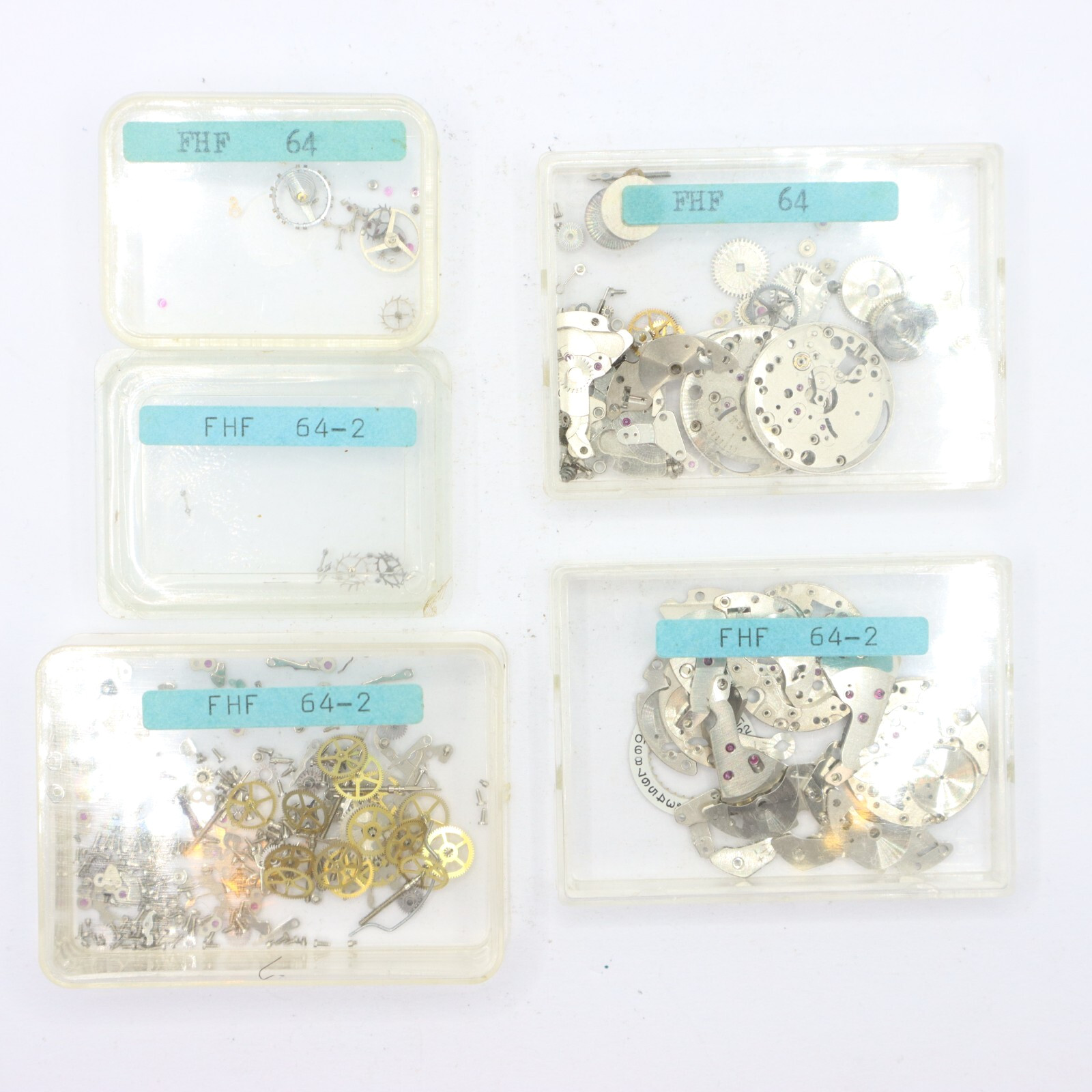 Assorted FHF Fontainemelon Cal. 64-2 Swiss Watch Parts Restoration or Projects