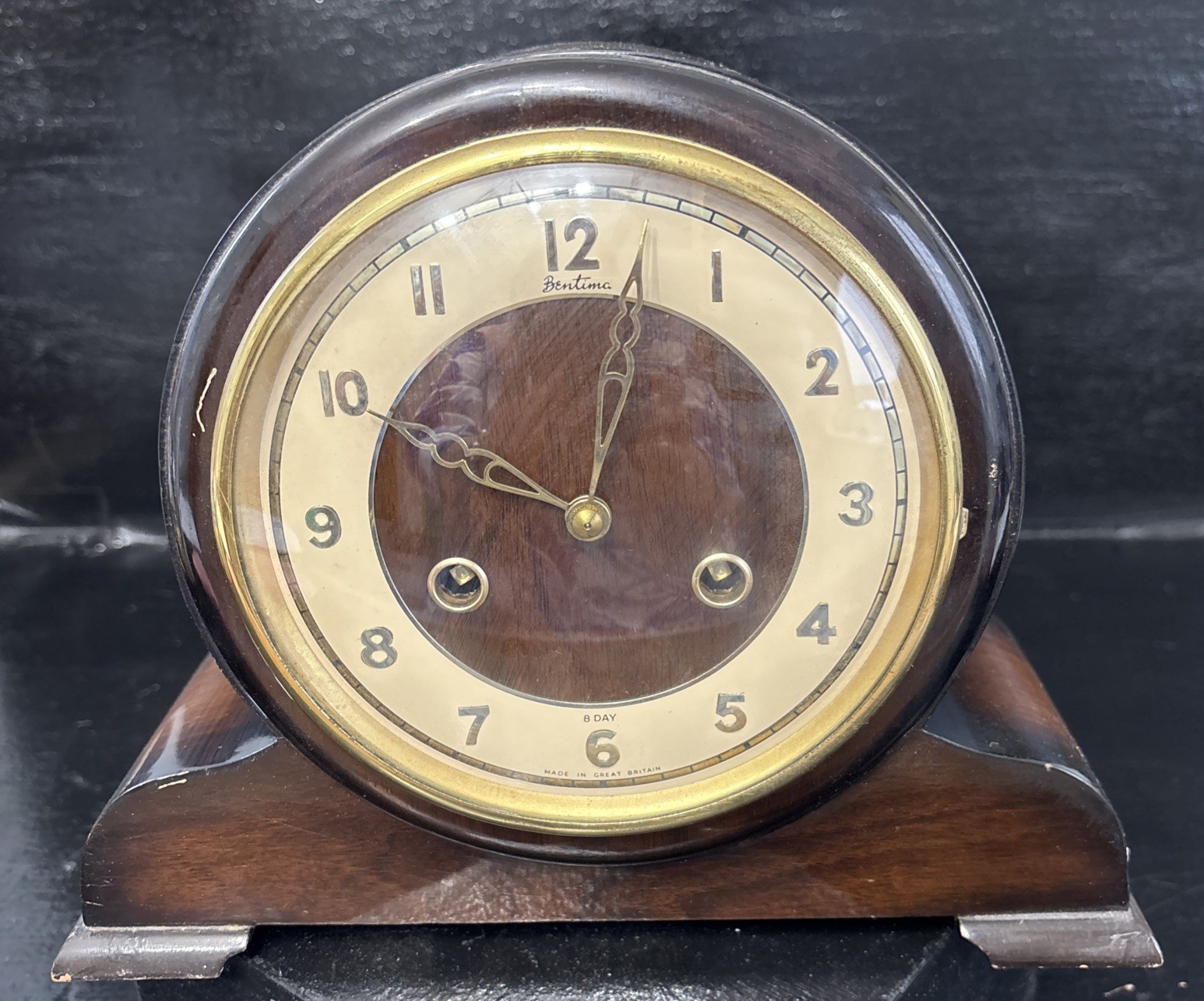 Stunning Vintage Bentima 8 Day Chiming Mantle Clock For Minor Restoration