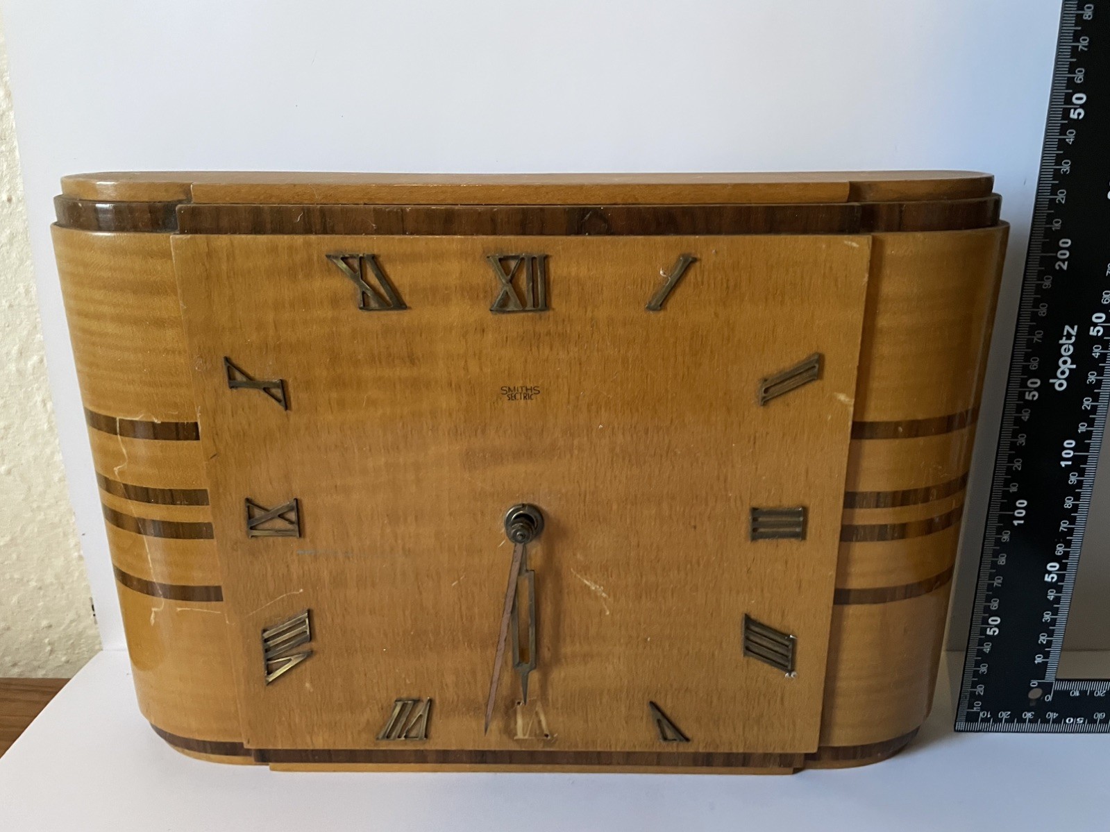 Vintage Smiths Sectric Art Deco Electric Mantle Clock Wooden Restoration