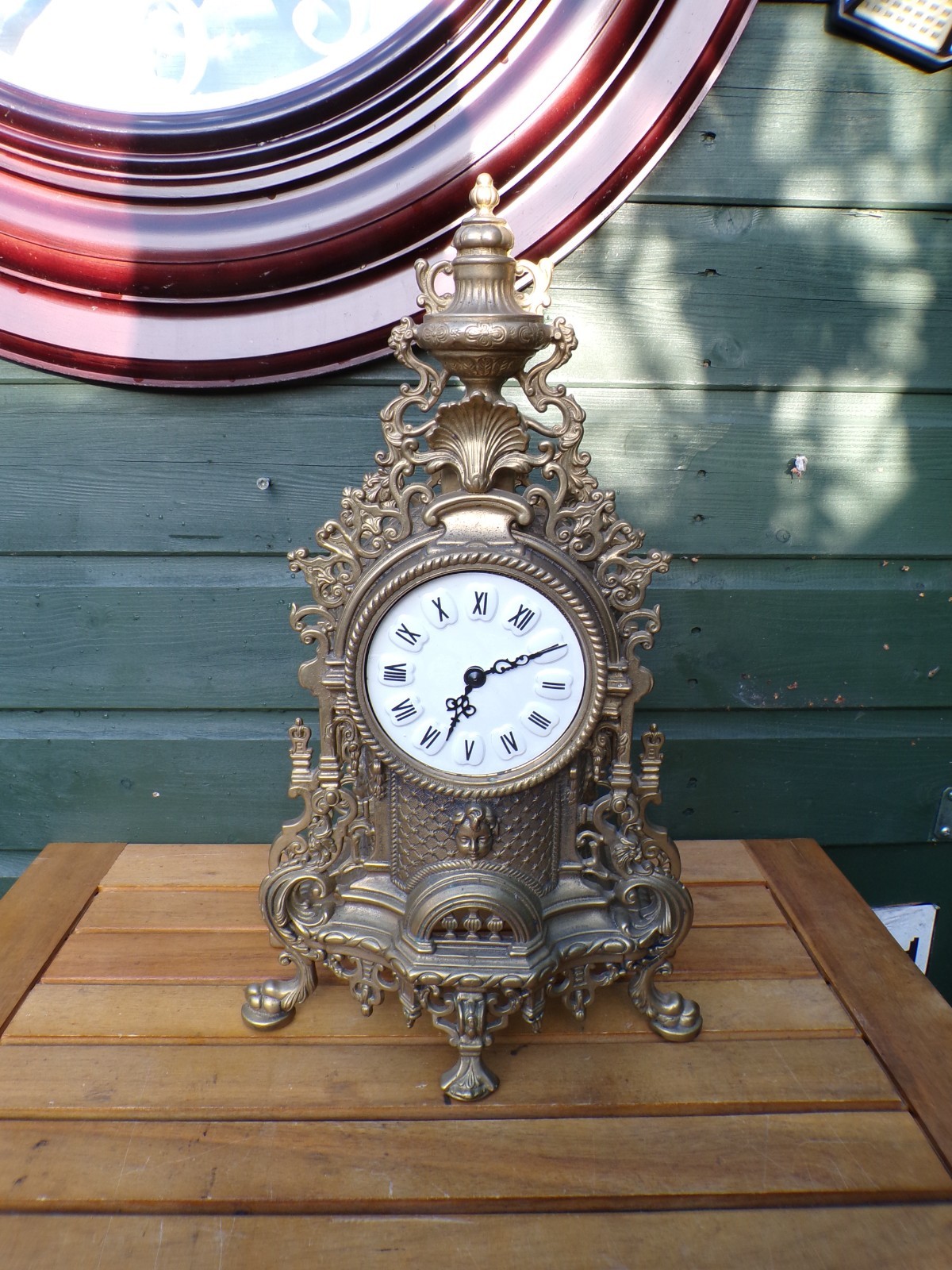 Vintage French Brass/Metal Mantle Clock Quartz Battery for Restoration