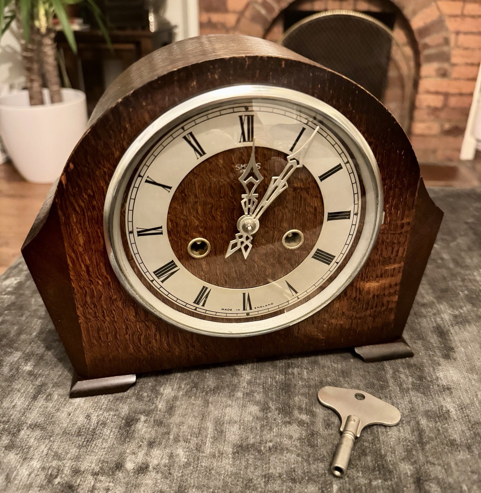 Smiths Enfield Oak Mantel Clock Gong Strike Serviced Restored Runs Well