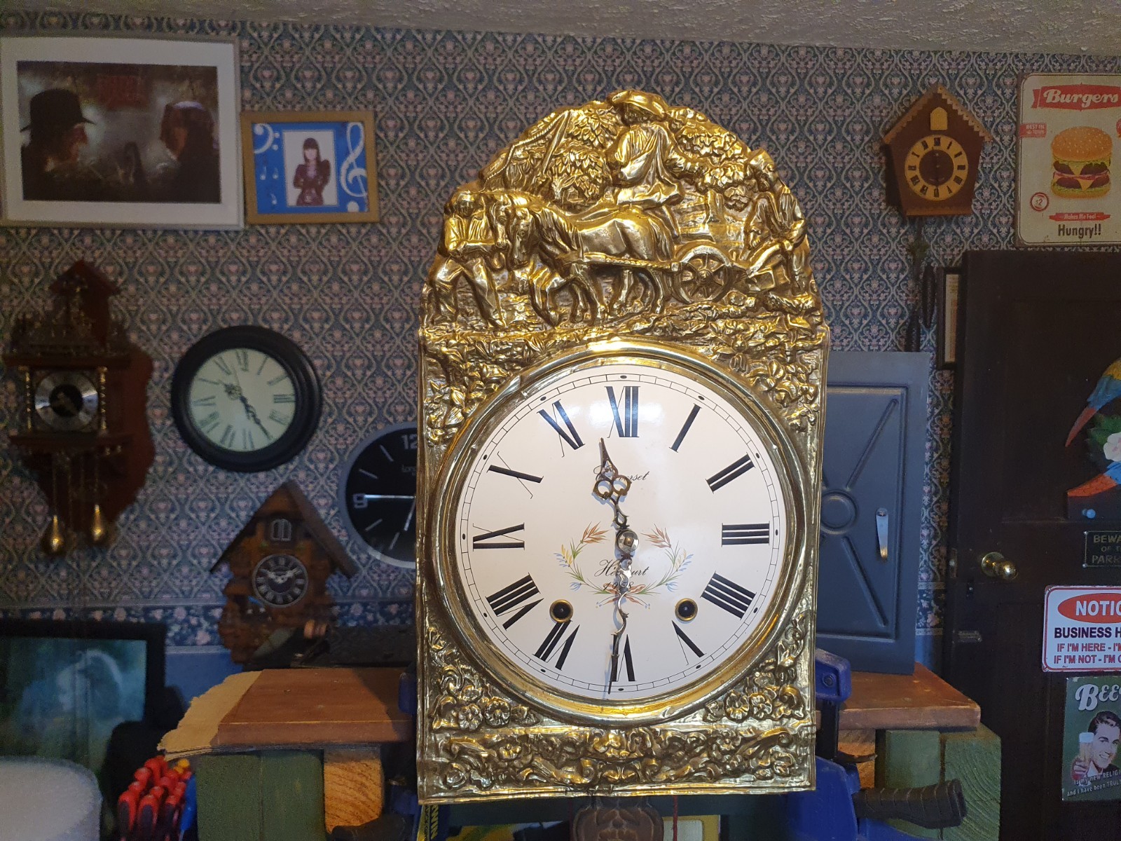 antique Comtoise movement - bell chime spares or repairs