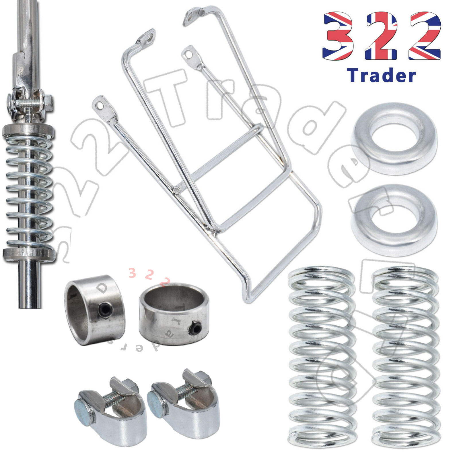 RALEIGH CHOPPER MK3 SISSY BAR CLAMPS CUPS SPRINGS RACK RESTORATION PARTS