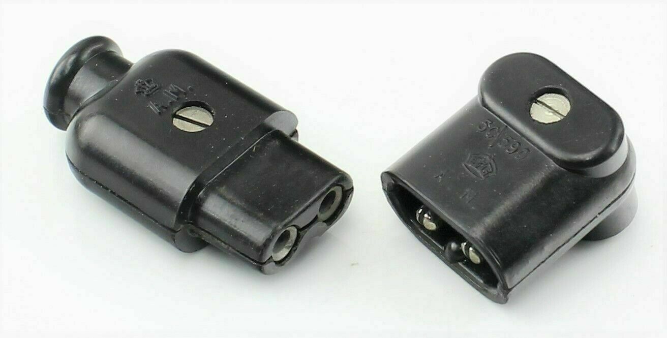 Microphone Plug & Socket 5C/590 & 5C/591 2 Pin Headset RAF Vintage Aircraft Part