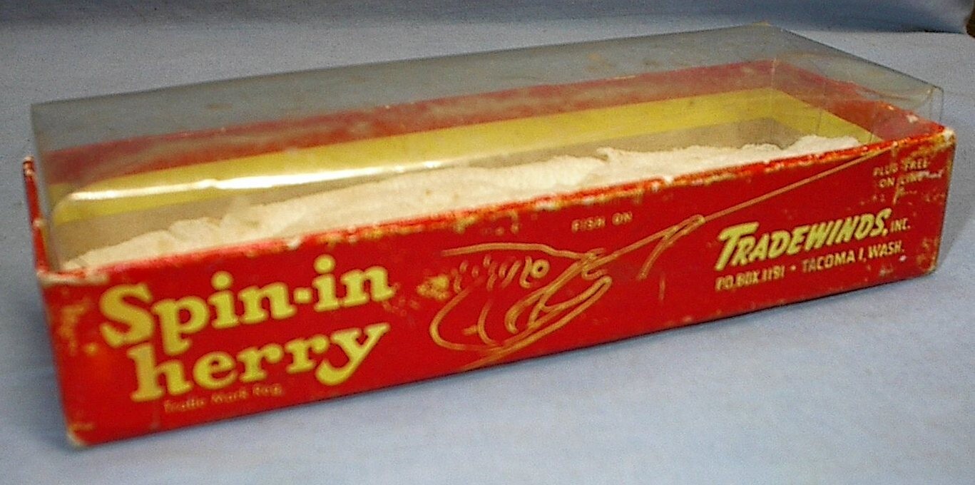 FISHING LURE VINTAGE SPIN-IN HENRY TRADEWINDS INC " EMPTY BOX " MAINE BARN FIND