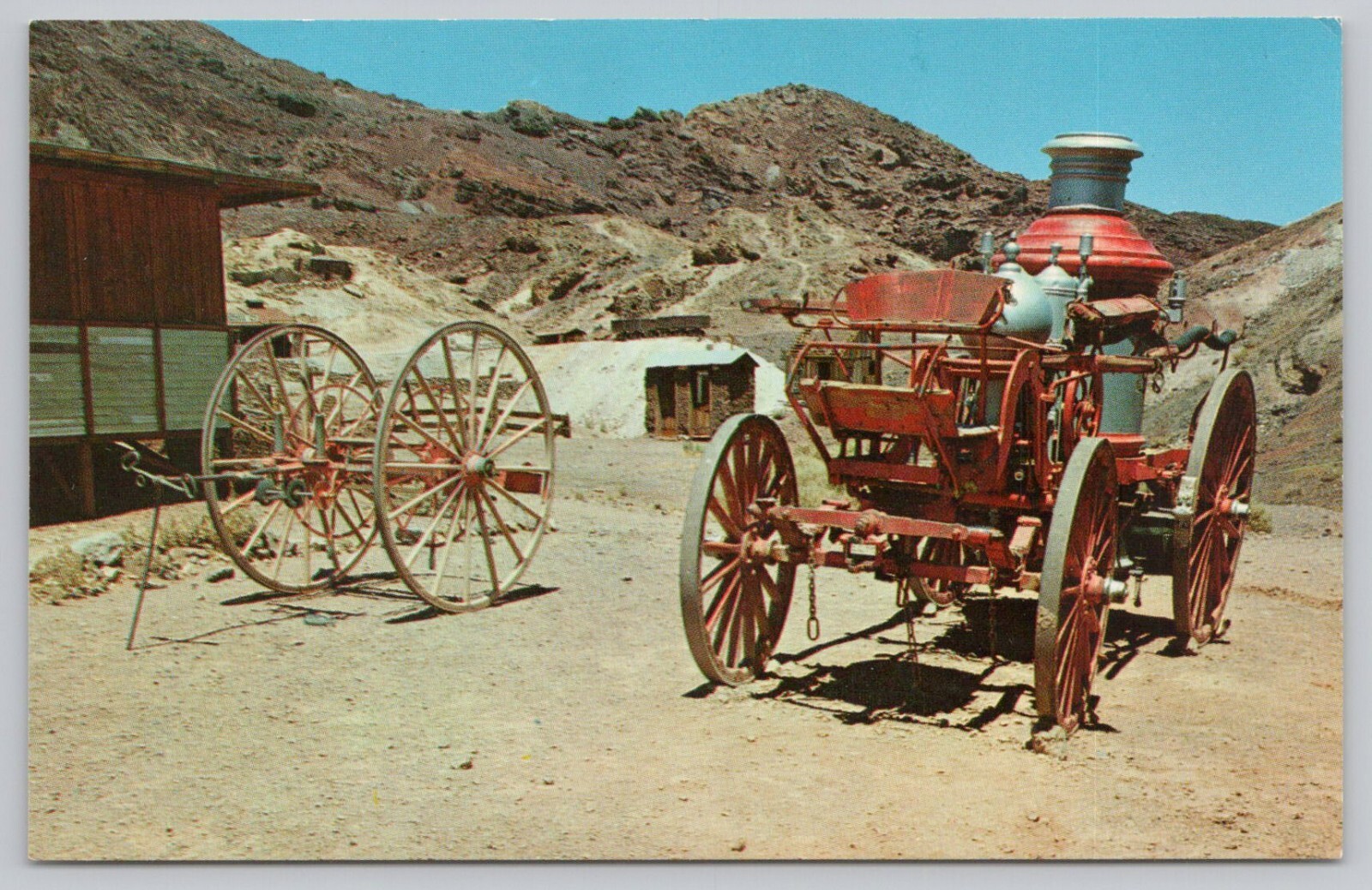 Postcard Calico Ghost Town Horse Drawn Fire Wagon, Restoration Project CA